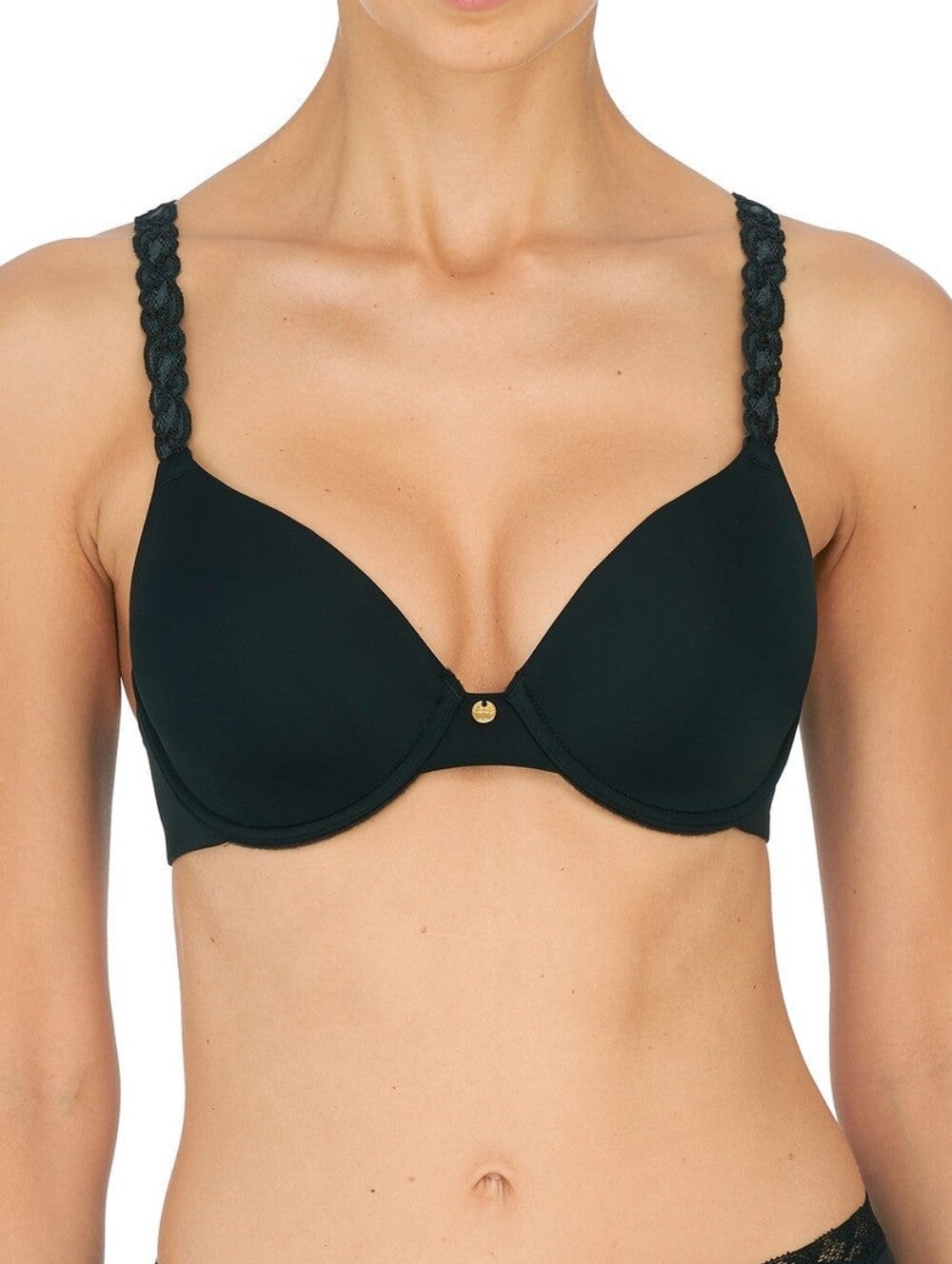 NEW Natori Pure Luxe Custom Coverage Contour Underwire Bra Black Size 34DD